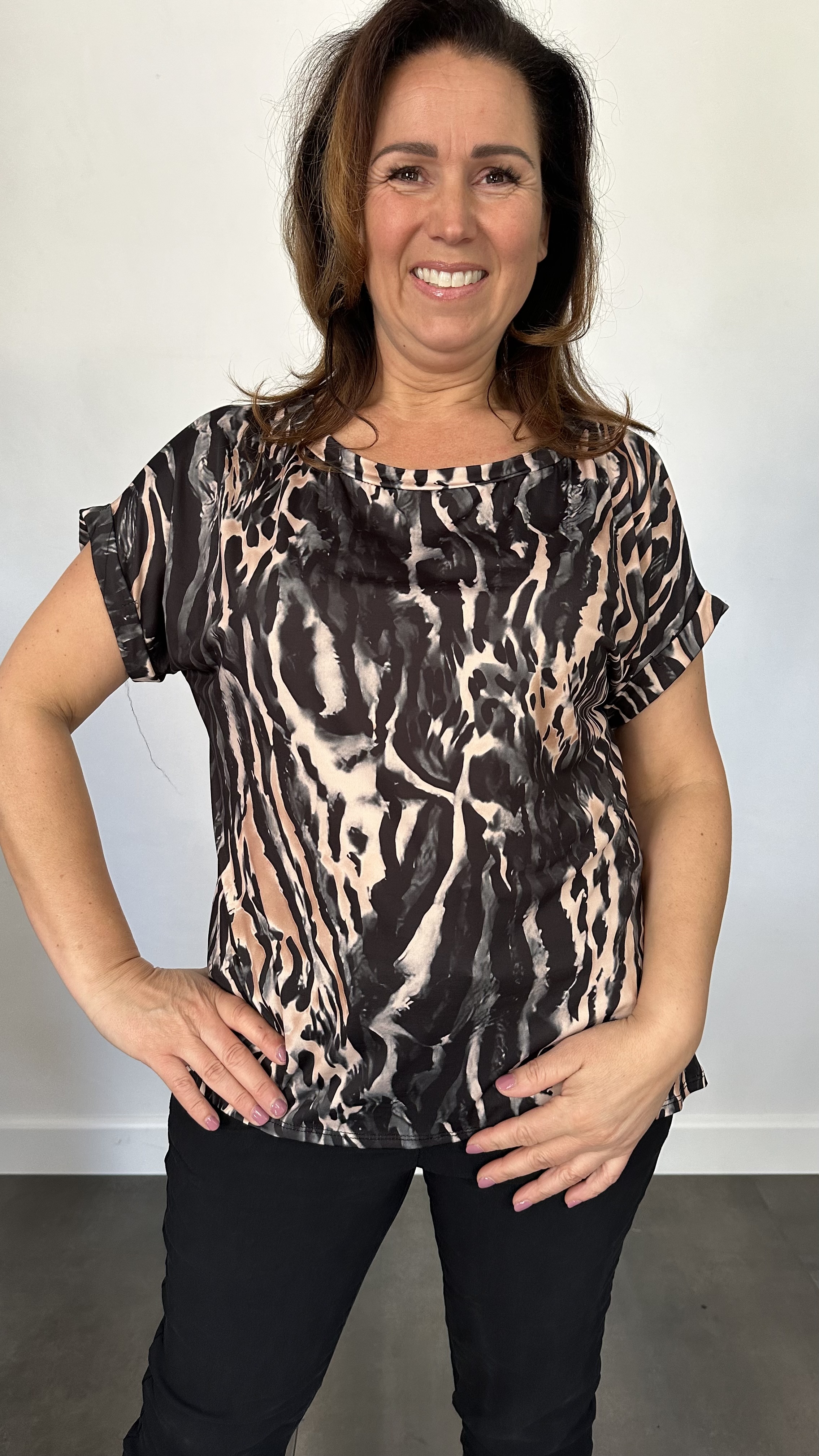 Travel shirt  animal zwart