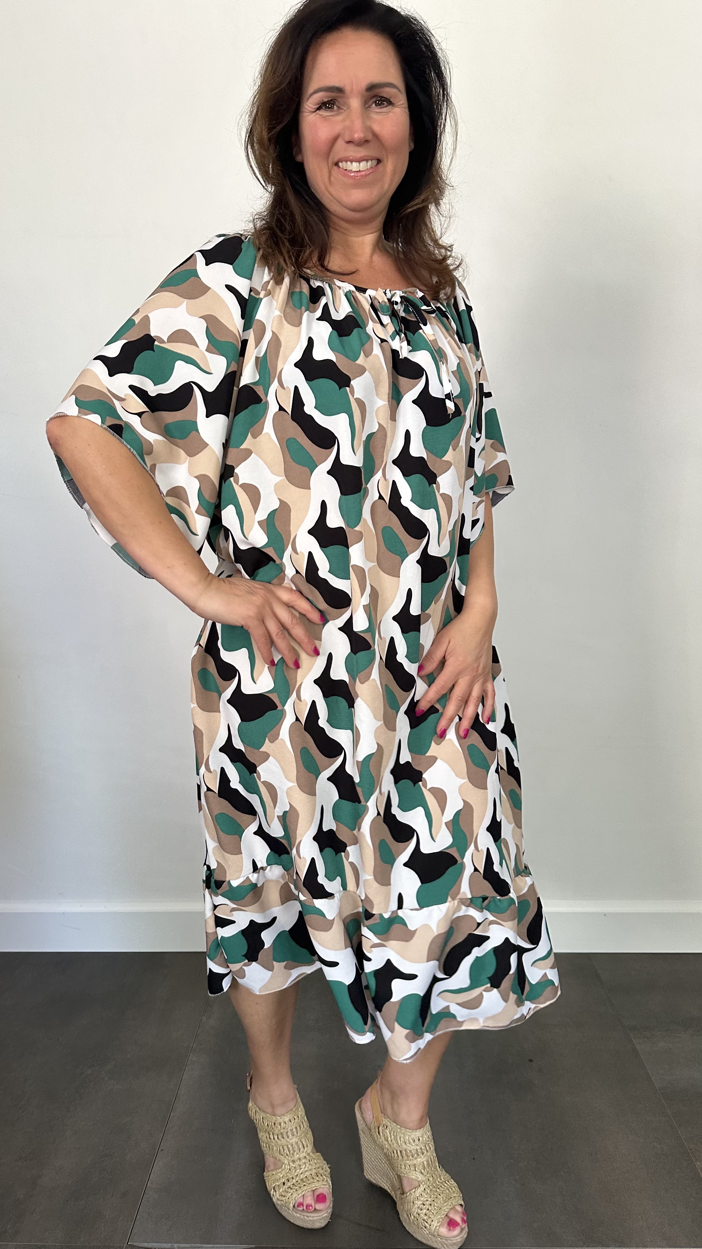 Jurk Rosita cammo +SIZE groen