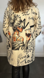Vest/jas Lady Letters zwart