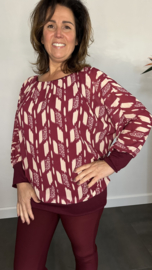 Blouse met boord tracks bordeaux