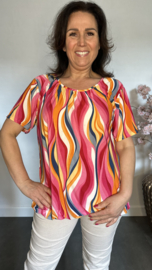 Ballon shirt met elastiek Wavey fuchsia