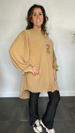 Tuniek Maya lange mouw +SIZE camel