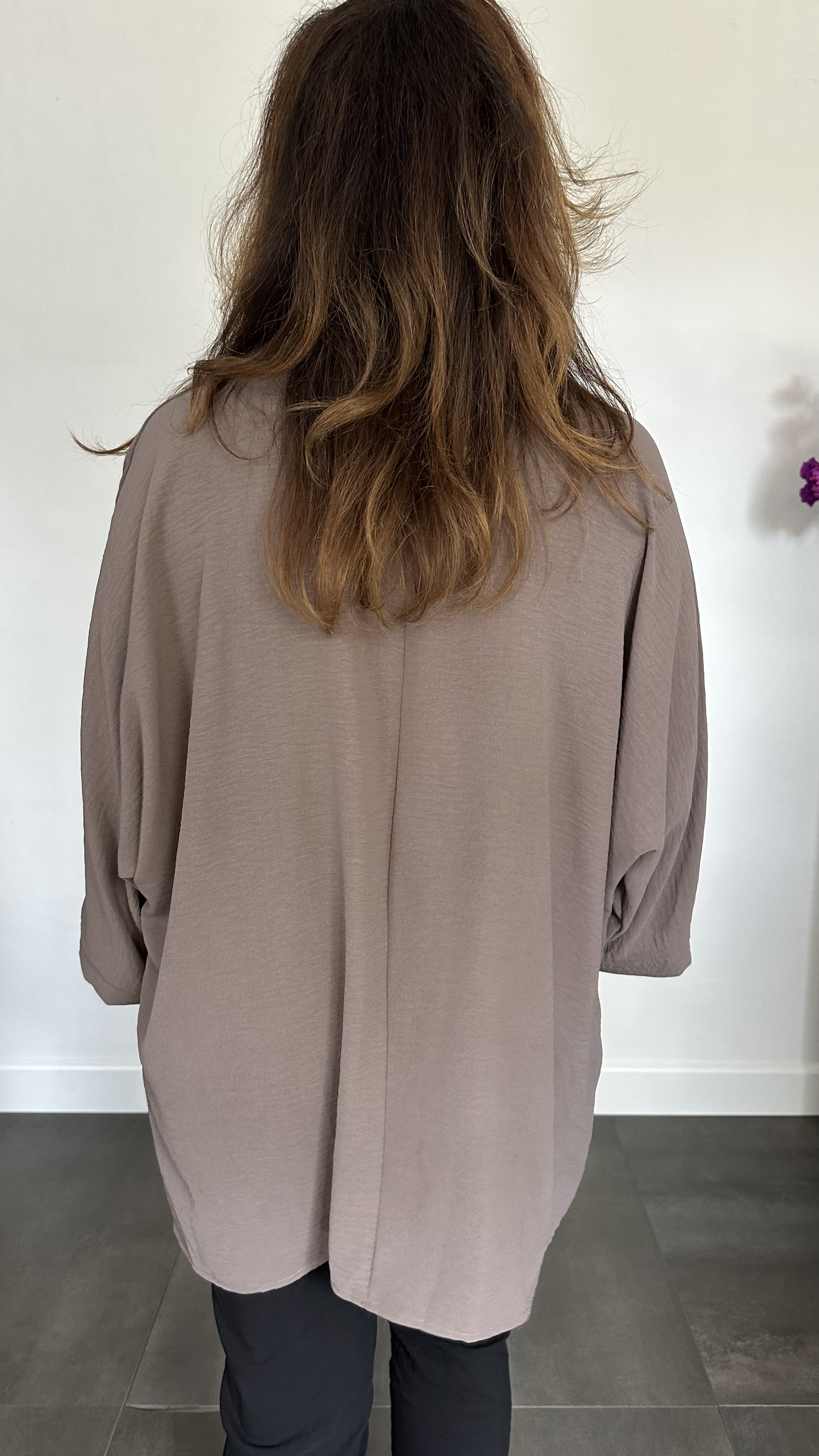 Crepe shirt hearts +SIZE taupe
