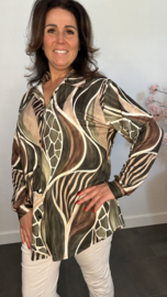 Stretch blouse soft Animal mix Army