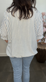 Top Mira gestreept + ketting Blauw