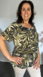 Ballon shirt met elastiek Jungle leaves army