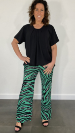 Broek met wijde pijpen tijger groen