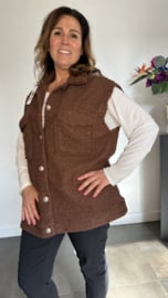 Teddy bodywarmer met knopen licht bruin