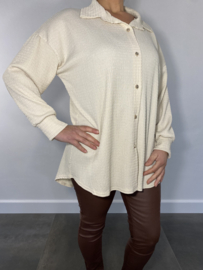 Crinkle blouse met knopen ecru