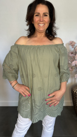 Broderie top Aurora army