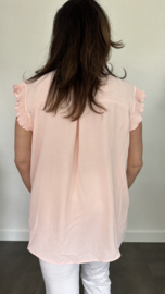 Top Elena met plisse ruche roze