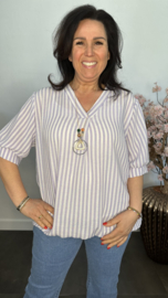 Top Mira gestreept + ketting Lila