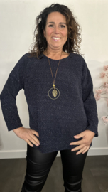 Velvet trui Molly + Ketting Marine