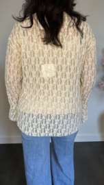 Kanten blouse Tara met stretch Zand