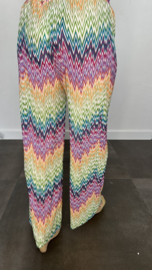 Plisse broek met wijde pijp ZIGZAG groen SALE