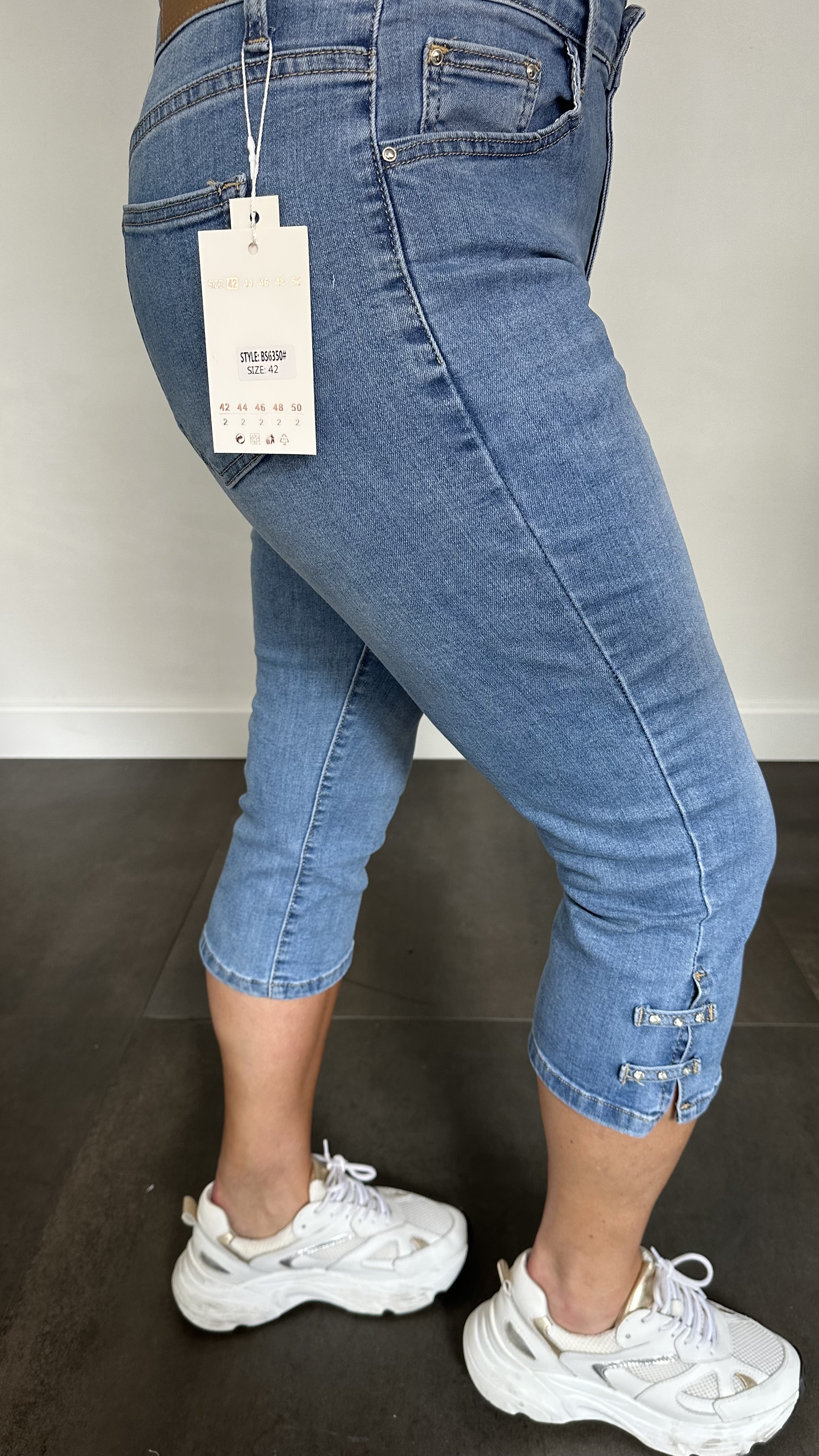 Capri stretch jeans met strass