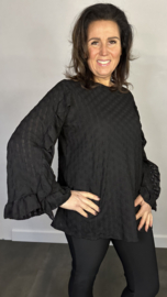 Top Judith met ruche zwart