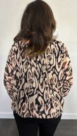 Blouse met boord new panter zwart