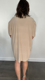 Tuniek / jurk Gina travel met pofmouw beige/ zand