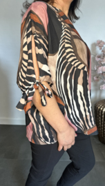 Blouse Selma met strikjes Zwart