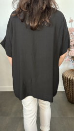 Top Esther met glitter Zwart