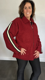 Korte teddy jas met bies en rits Bordeaux