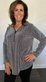 Top "glitter zipp" sparkle lines zilver
