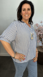 Top Mira gestreept + ketting Kobalt blauw