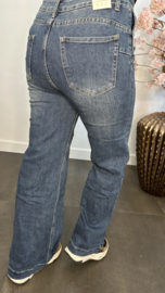 Red Berry WIDE leg stretch jeans met glitter knopen
