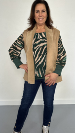 Blouse met boord tijger d. groen