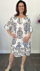 Jurk Bianca lily/flower marine +SIZE