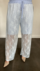 Kanten broek lacey met wijde pijp ijsblauw