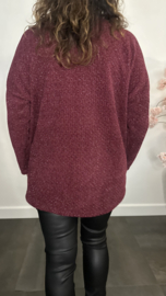Velvet trui Molly + Ketting Bordeaux