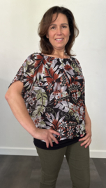 Blouse met boord fairy flower zwart