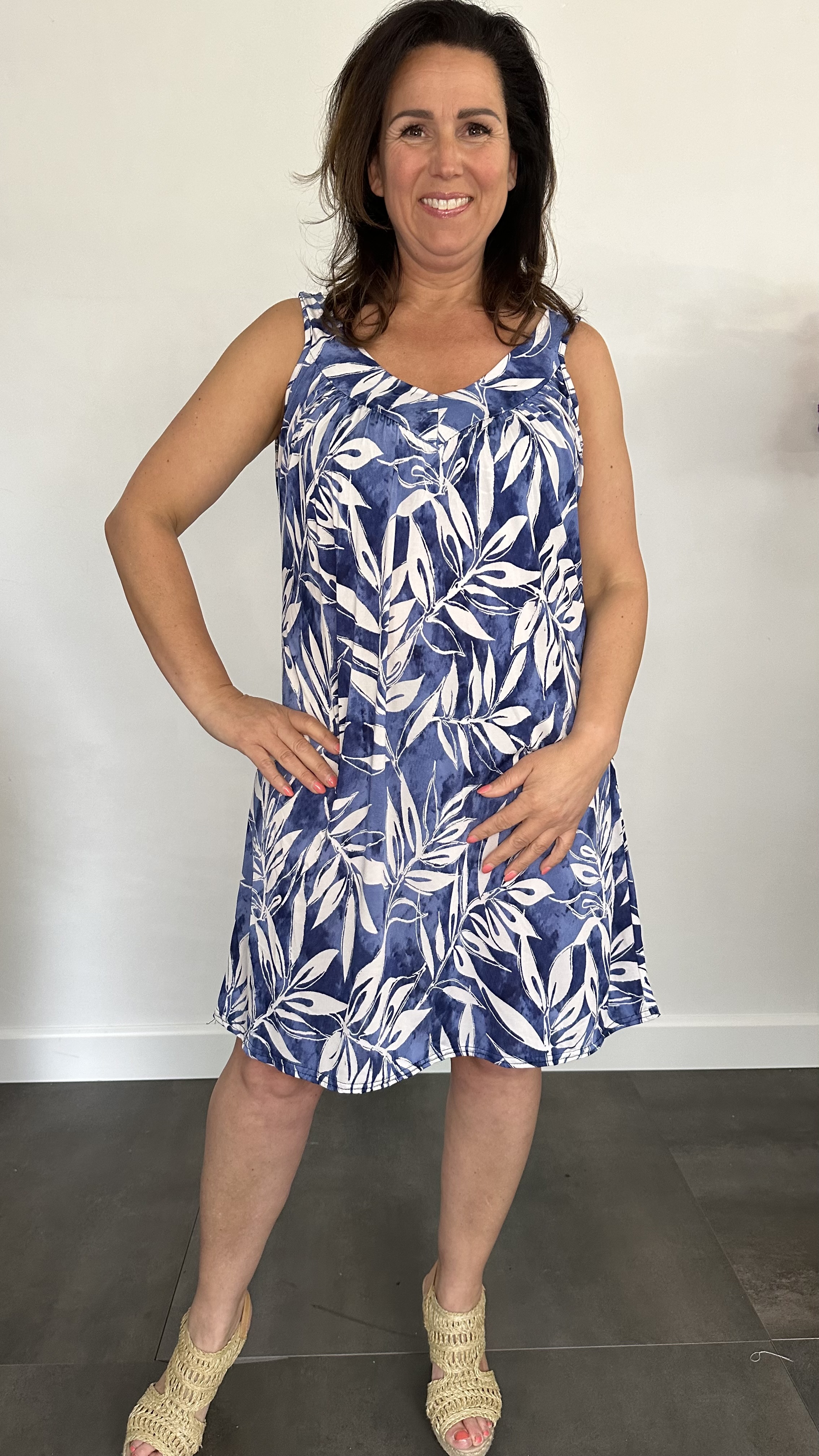 Jurkje met V-hals willow blauw