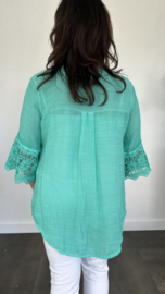 Blouse met kant Summer smaragd