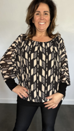 Blouse met boord tracks zwart
