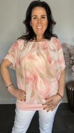 Blouse met boord Marble roze