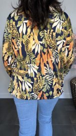 Ballon shirt met elastiek Panter palm marine