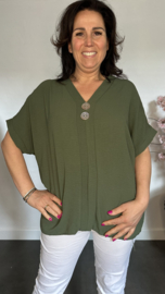 Shirt Kiki met knopen Army
