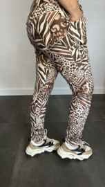 Suèdine joggjeans animal mix bruin/ecru