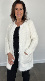 Fluffy vest met knoopsluiting ecru