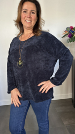 Baby rib sweater met ketting marine
