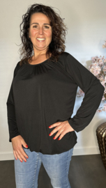 Ballon shirt travel met elastiek zwart
