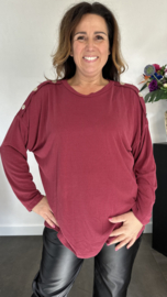 Ribbel shirt met knopen bordeaux