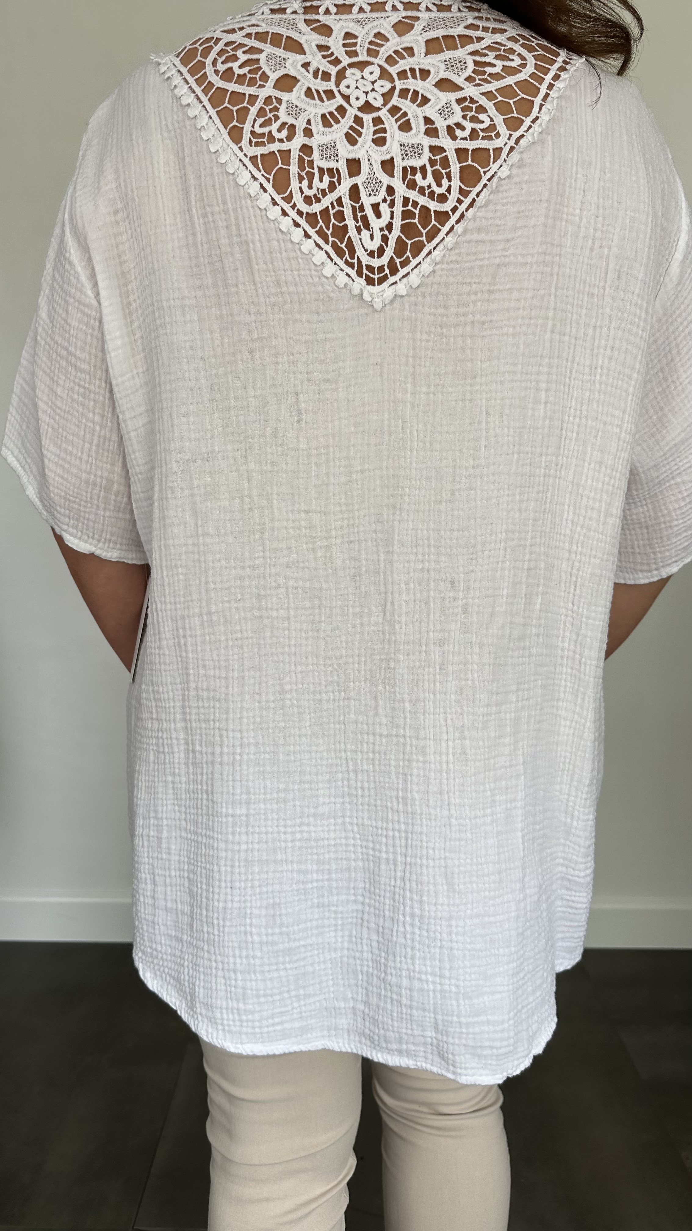 Shirt Vera met kant +SIZE wit