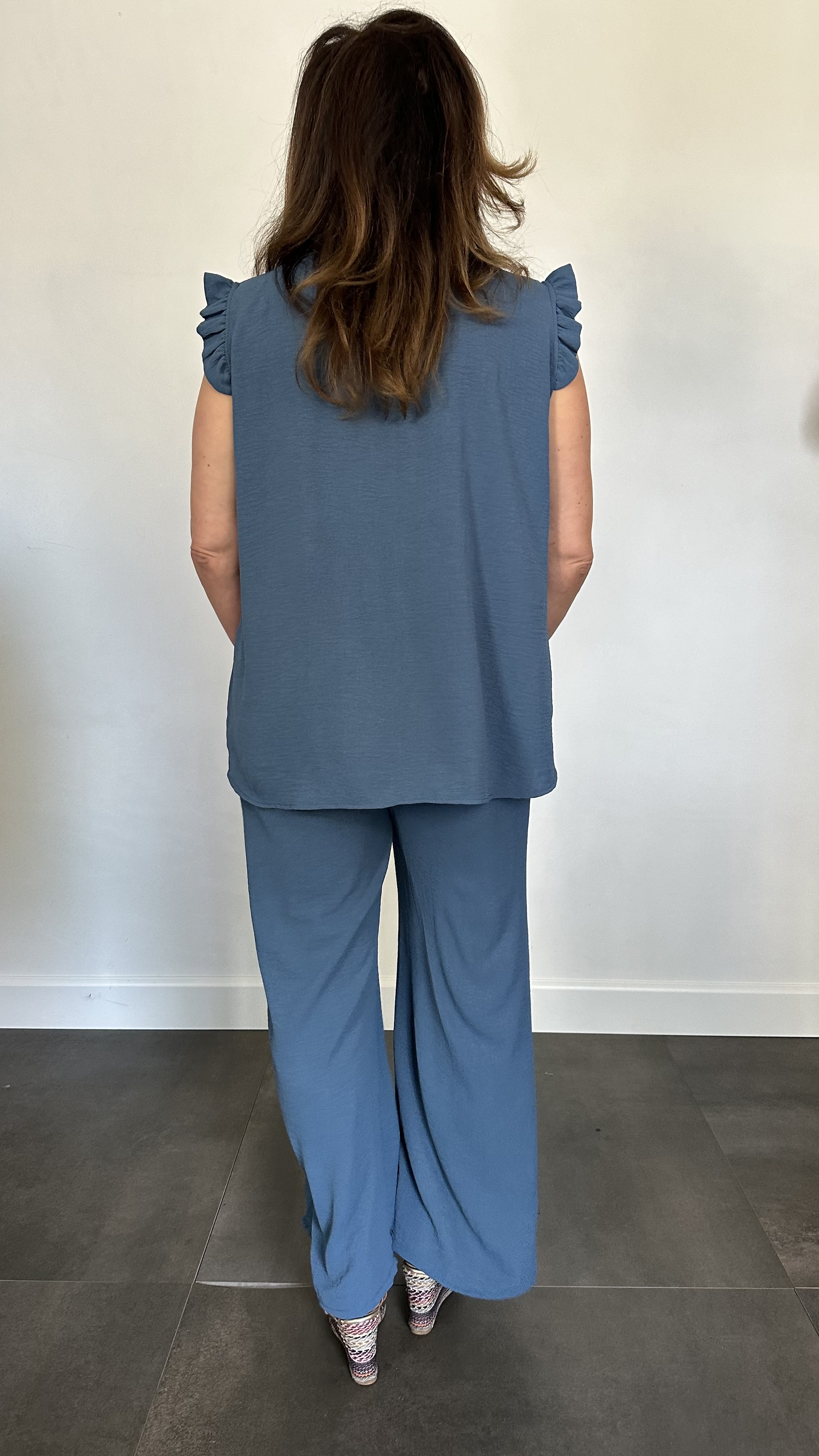 2-Delig pak Mia met ruche & ketting jeans blauw