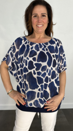 Blouse met boord giraffe marine