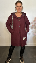 Half lange jas met capuchon Bordeaux