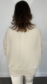 Blouse met boord lange mouw zand +size